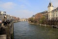 Sightseers walking down the streets along The Seine, Paris,France,2016