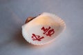 Sigil, painted on the sea shell in the ancient Egyptian language for love and relationships. Neferu Bastet.