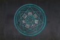 The Sigil of the Seven archangels drawn on a blackboard Royalty Free Stock Photo