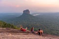 Sigiriya, Sri Lanka, February 4, 2022: Group of youth enjoys a s