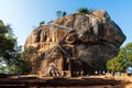 Sigiriya, Sri Lanka - March 31, 2019: Sigiriya ancient Lion rock fortress in Sri Lanka with tourists