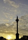 Sigismund 3rd Vasa column. Sunset in Warsaw Royalty Free Stock Photo