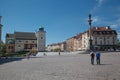 Sigismund column and the historical buildings in royal castle square, Warsaw, Poland