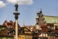 Sigismund's Column on Castle Square in Old town of Warsaw, Poland. June 2012 Rebuild Old town. Royalty Free Stock Photo