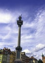 Sigismund`s Column in Castle Square with vintage architecture of Old Town in Warsaw, Poland Royalty Free Stock Photo