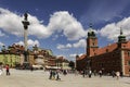 Sigismund& x27;s Column and Royal castle on Castle Square in Old town of Warsaw, Poland. June 2012 Rebuild Old town. Royalty Free Stock Photo