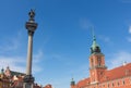 Sigismund`s Column and the Royal Castle, Warsaw, Poland. Royalty Free Stock Photo