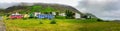 SIGLUFJORDUR, ICELAND - AUGUST 7, 2019: Panoramic view of city colourful homes