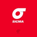 Sigma flat logo. Sigma emblem. White Greek letter sigma.