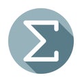 Sigma greek letter icon in Flat long shadow style. One of web collection icon can be used for UI, UX