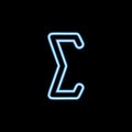 sigma sign icon in neon style. One of web collection icon can be used for UI, UX