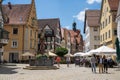 Tourists enjoy a day out in the historic old city center of Sigmaringen
