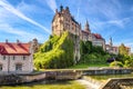 Sigmaringen Castle on rock, Germany. This famous Gothic castle is landmark of Baden-Wurttemberg