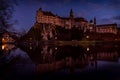 Sigmaringen Castle by starry night in the moonlight Royalty Free Stock Photo