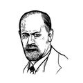 Sigmund Freud - father of psychoanalysis, portrait. Vector illustration