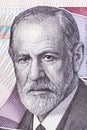 Sigmund Freud portrait from Austrian money Royalty Free Stock Photo