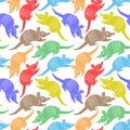 Seamless pattern with colored armadillos.