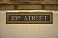 Sign of 23rd Street subway in Mosaic Tile, NYC