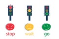 the character teaches the traffic lights Royalty Free Stock Photo
