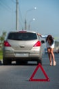 Beautiful woman has problem with the car Royalty Free Stock Photo