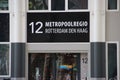 Sign above the entrance of the public organization of the Metropoolregio Rotterdam Den Haag