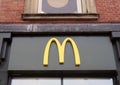 Sign above a MacDonalds burger restaurant in leeds