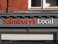 Sign above a sainsburys local store in leeds city centre