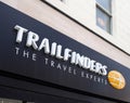 Sign above the trailfinders travel agents on vicar lane in leeds
