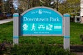 Sign with activity symbols at Bellevue Downtown Park