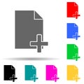 Sign add a document multi color style icon. Simple thin line, outline vector of web icons for ui and ux, website or Royalty Free Stock Photo