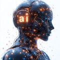 Sign AI artificial intelligence. AI technologies, robotic, programming. Robot artificial intelligence. Royalty Free Stock Photo