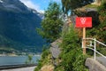 Sign with Airbnb logo near Ullensvang, Norway Royalty Free Stock Photo