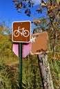 Sign allowing bicycling and riding horseback