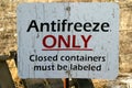 Sign Antifreeze Only Royalty Free Stock Photo