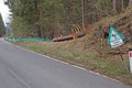 Sign of attention to the frogs on the roadway crossing roads