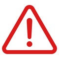 Sign attention warning error danger, red triangle with exclamation mark, caution accident, alarm alert