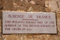 Sign of the Auberge de France in the town of Birgu, Malta