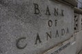 Sign Bank of Canada on the Canadian bank`s granite facade.