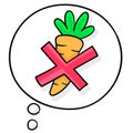 Sign banned vegetable carrots. carton emoticon. doodle icon drawing