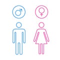 Sign bathroom toilet. Male and female symbol outline icon. Royalty Free Stock Photo