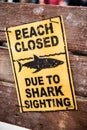 Sign Beach closed due to shark sighting