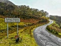 Sign and beginning of the historic road which has beed build by Calum MacDonald of Raasay on the the Isle of Raasay -