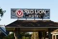 Sign at the Bellevue Red Lion hotel owned by Wig Properties Royalty Free Stock Photo