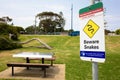 The sign of `beware of snakes and keep children under supervison in the aquatic environment` at Werribee South Foreshore. Royalty Free Stock Photo