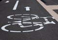 Sign Bicycle path depicted on the track Royalty Free Stock Photo