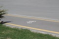 Sign Bicycle paths on the gray asphalt on a city street