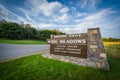 Sign for Big Meadows, along Skyline Drive, in Shenandoah National Park, Virginia. Royalty Free Stock Photo