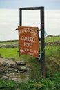 Sign Board at the entrance of Prehistoric DÃÂºn Beag fort in Dingle Peninsula, Ireland Royalty Free Stock Photo