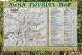 Sign Board showing Information of travel and Tourist Map of Agra near Taj Road Agra