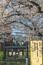 12 April 2012 Sign board of temples on Philosophers Walk in Kyoto